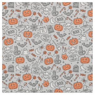 Tecido Padrões de Doodle de Halloween para Crianças Bonit