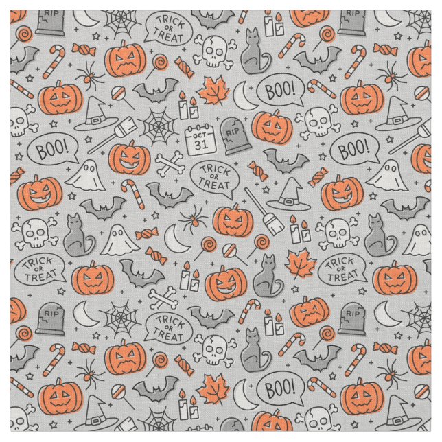 Tecido Padrões de Doodle de Halloween para Crianças Bonit (Detalhe)