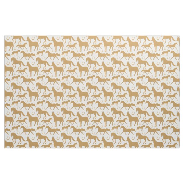 Tecido Padrões de Equídeos de Cavalos de Palomino (Fat Quarter)