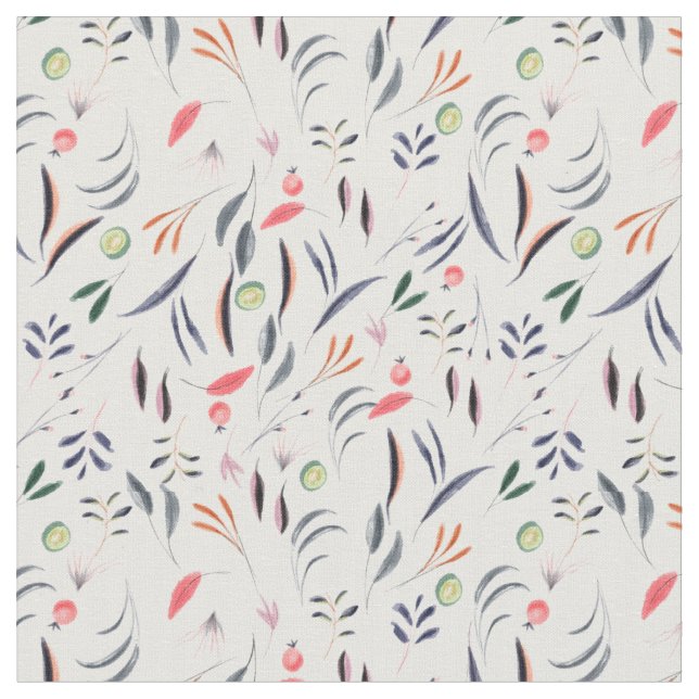 Tecido Padrões De Folhas E Penas (Detalhe)
