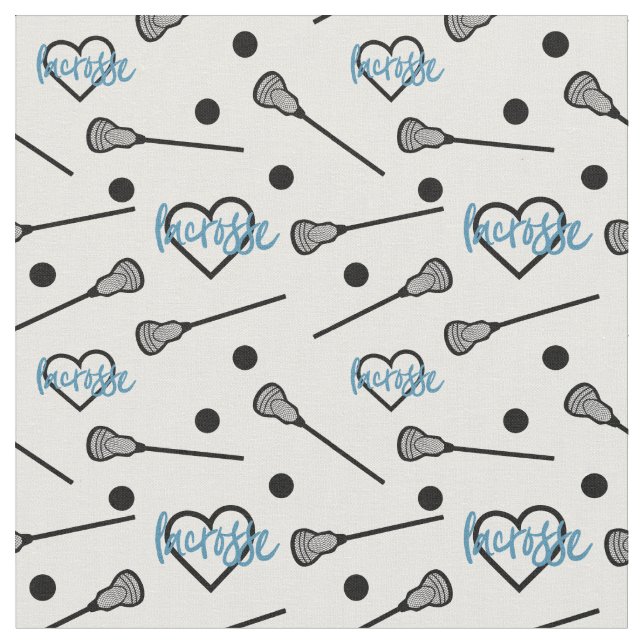 Tecido Padrões de Lacrosse Azul e Corações (Detalhe)