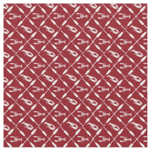 Tecido Padrões de lagostas e de boias náuticas, ilustrado (Detalhe)