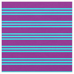 Tecido Padrões de Linhas/Listras Coloridas Roxo e Aqua