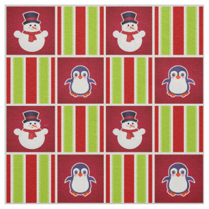 Tecido Padrões De Natal Bonitos Com Neves E Pinguins