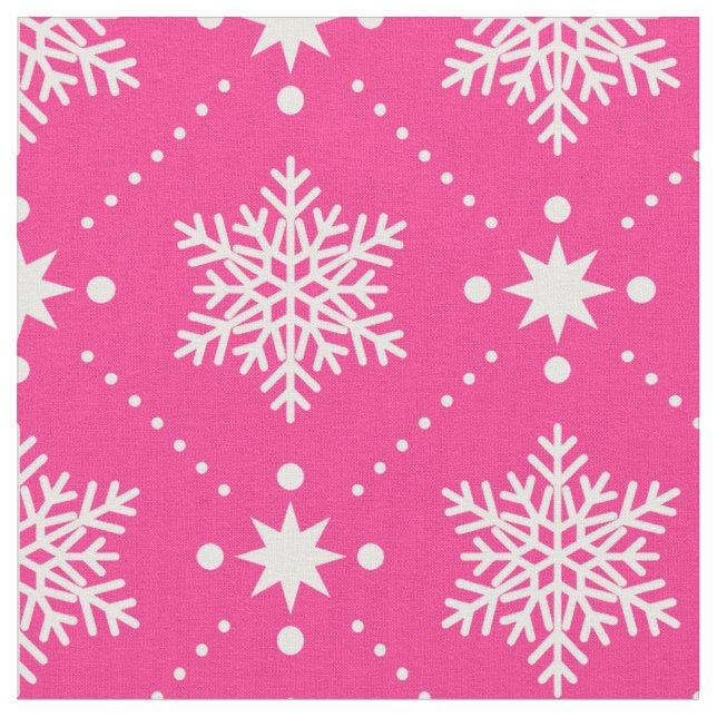 Tecido Padrões de Natal Girly Pink e White Snowflakes (Detalhe)