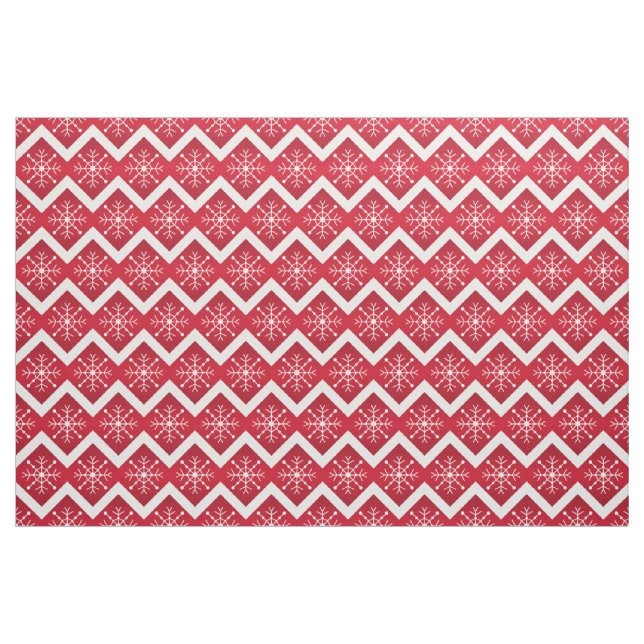 Tecido Padrões de Neve de Natal Vermelho e Branco Chevron (Fat Quarter)