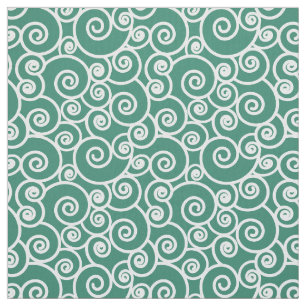 Tecido Padrões de Ondas, Curls e Espirais em Verdant Gree