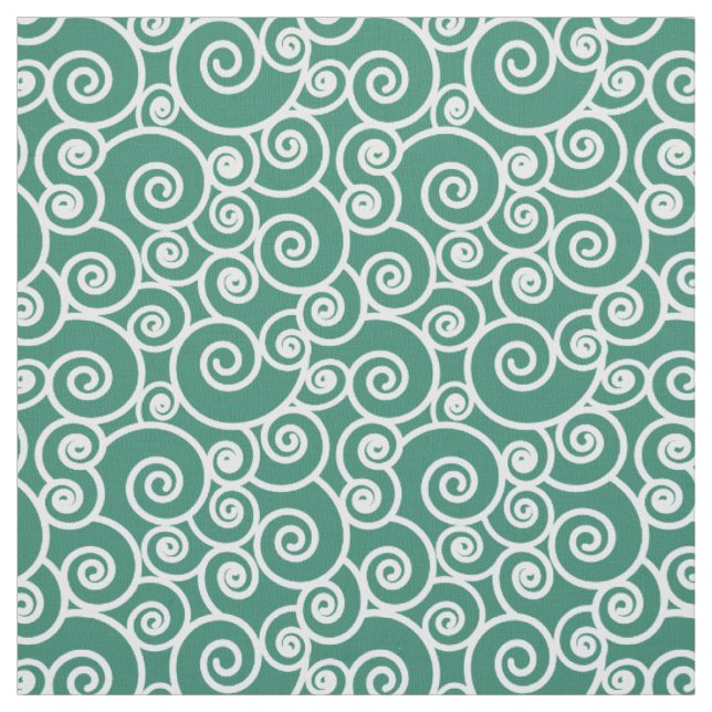 Tecido Padrões de Ondas, Curls e Espirais em Verdant Gree (Modelo)