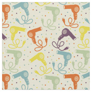 Tecido Padrões de Secadores de Cabelos com Cores Retro