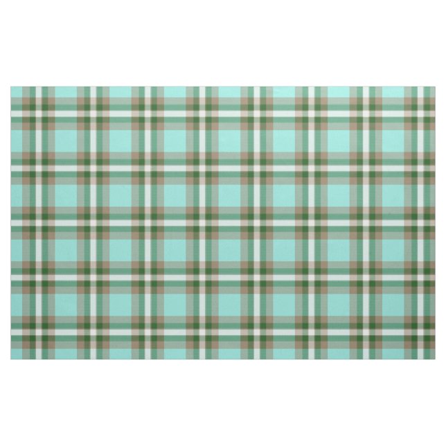 Tecido Padrões de Tartan Branco castanho-azul-turquesa (Fat Quarter)