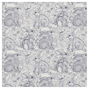 Tecido Padrões de Toalha de Coelho Azul e Branco