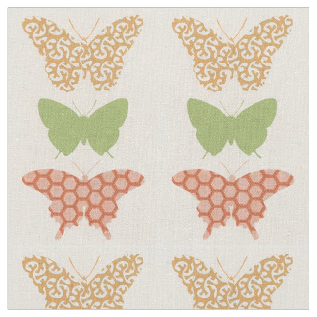 Tecido Padrões Decorativos de Borboleta em Fundo de Cream (Detalhe)