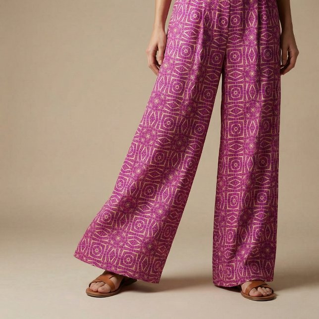 Tecido Padrões Geométricos do Mosaico Quadrado de Fuchsia (Criador carregado)