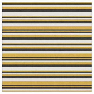 Tecido Padrões/Linhas de Goldenrodo, Preto e Branco