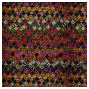 Tecido Padrões Mosaicos Coloridos Ruptura Rústica #12
