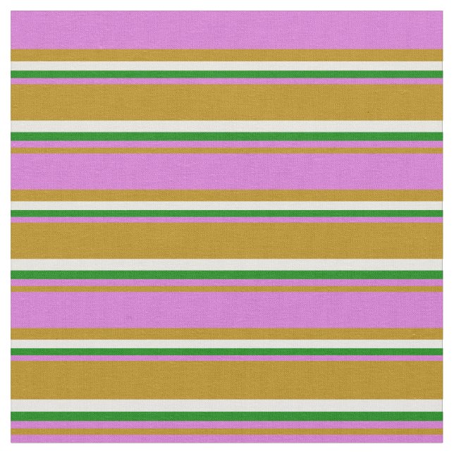 Tecido Padrões Ouro Escuro, Orquídea, Verde e Branco (Detalhe)