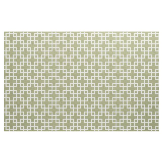Tecido Padrões Quadrados Retrorfos Brancos Em Verde-Azeit (Fat Quarter)