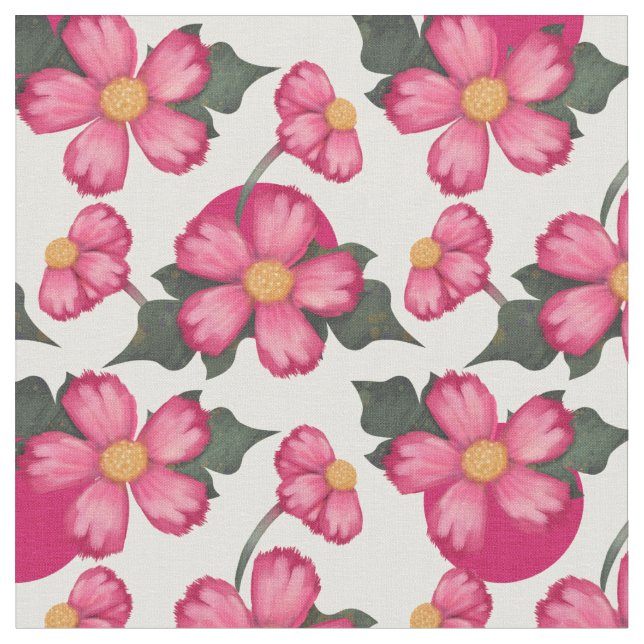 Tecido Padrões sem costura de flores rosa | Personalizar (Detalhe)