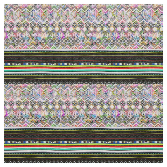 Tecido Padrões tribais aztec, de cor branca (Modelo)