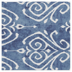 Tecido padrões tribais de ikat azul-rústico