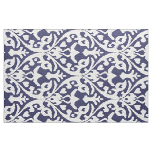 Tecido padrões tribais de ikat chic indigo azul e branco