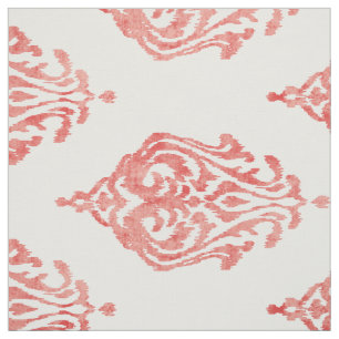 Tecido padrões tribais de ikat, vermelho-claro e branco