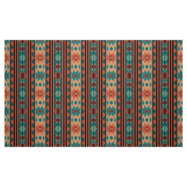 Tecido Padrões Tribais do Sudoeste Turquoise Terracotta (Fat Quarter)