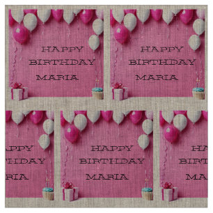 Tecido Painel de Fotos Personalizado de Feliz Aniversário
