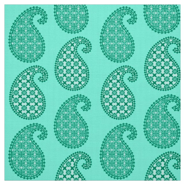 Tecido Paisley, aqua e turquesa (Modelo)