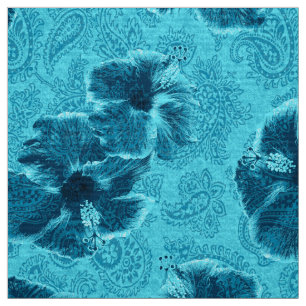 Tecido Paisley Hibiscus Vintage Floral Psicodélico