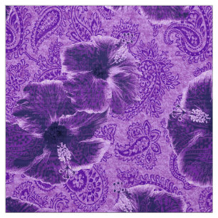 Tecido Paisley Hibiscus Vintage Psychedelic Floral