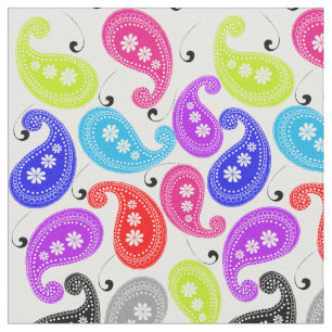 Tecido Paisley Modern Bright Colorful Patterno