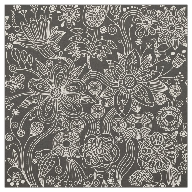 Tecido Paisley Pattern, Persa Paisley, Preto e Branco (Modelo)