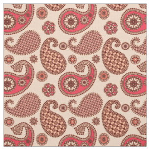 Tecido Paisley, pêssego e coral cor-de-rosa