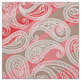 Tecido Paisley Textile | Impressão Verde Rosa Vermelho