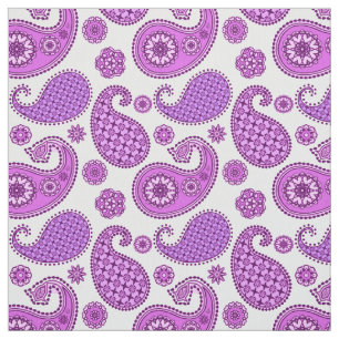 Tecido Paisley, violeta, roxo e branco