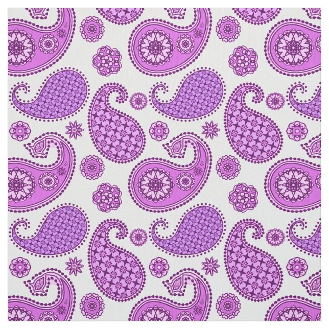 Tecido Paisley, violeta, roxo e branco (Modelo)