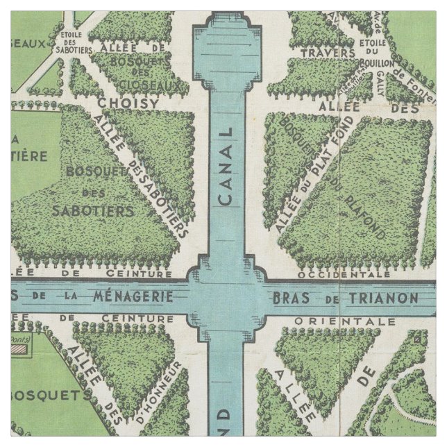 Tecido Palácio do vintage do mapa de Versalhes (Modelo)