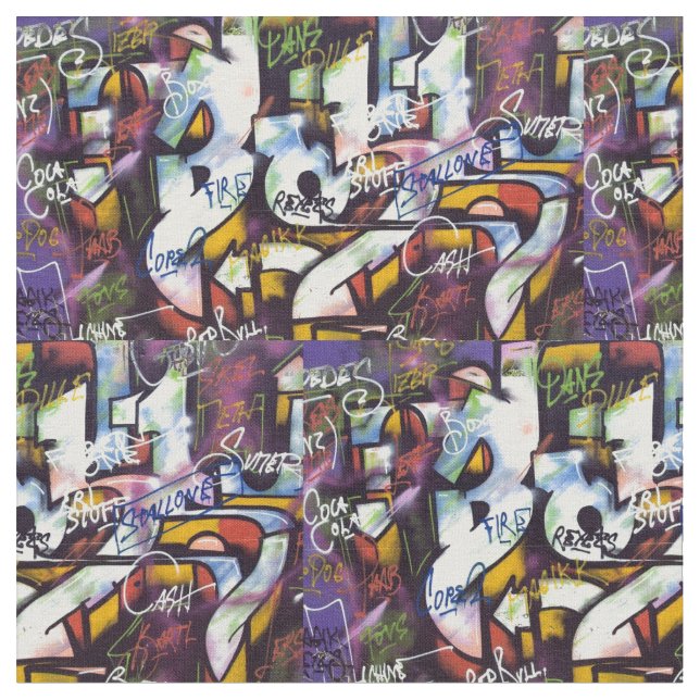 Tecido Palavras Coloridas de Grafite (Detalhe)