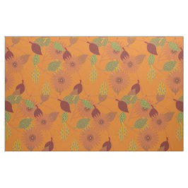 Tecido Paleta Floral Laranja Brilhante