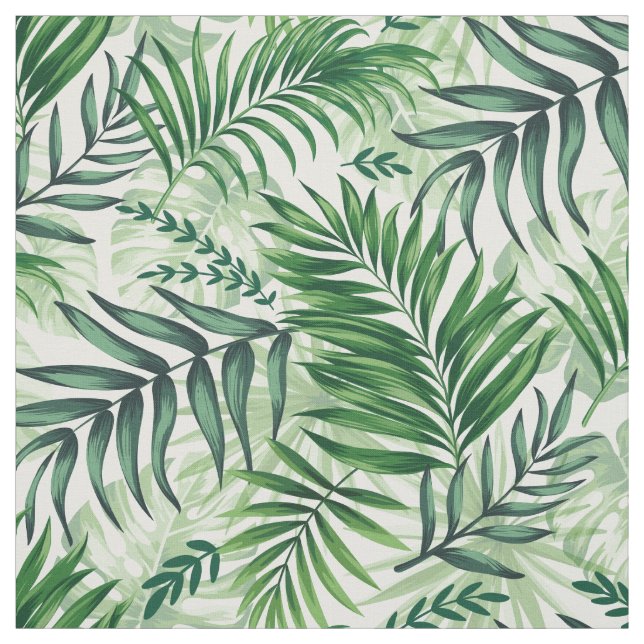 Tecido Palm Tropical Verde e Folhas de Monstera (Modelo)