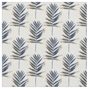 Tecido Palma Azul Moderna Deixa Traços Dourados Design B