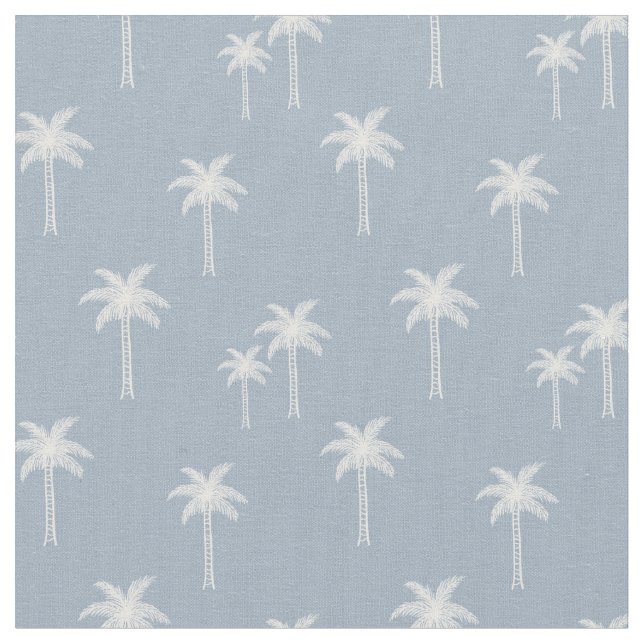 Tecido Palmeiras Boho Costeiro Tropical Verão Azul (Detalhe)