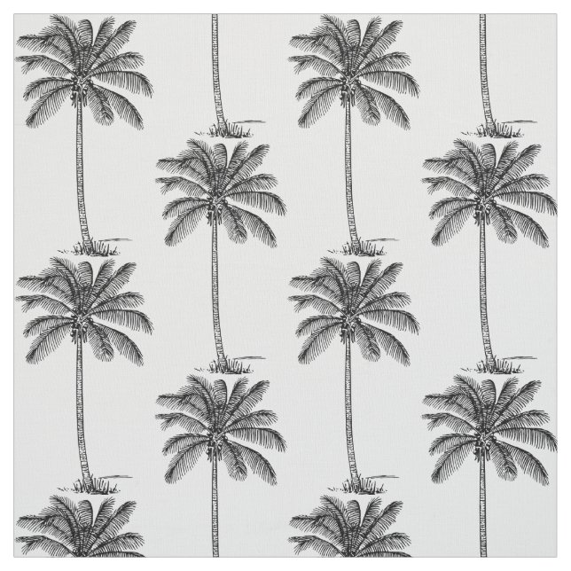 Tecido Palmeiras de Coco Padrão Estilo Desenho de Linha (Modelo)