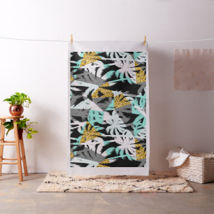 Tecido Palmeiras tropicais Padrão geométrico abstrato