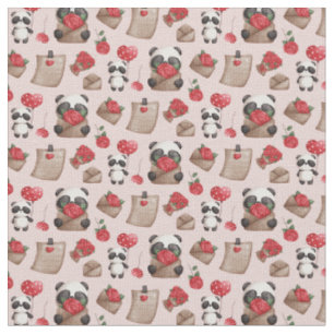 Tecido Panda Bear Dia de os namorados Bonito Pe Bear Padr