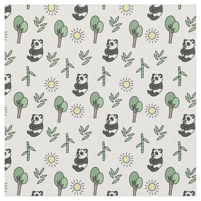 Tecido Panda Bears & Bamboo Patterno (Detalhe)