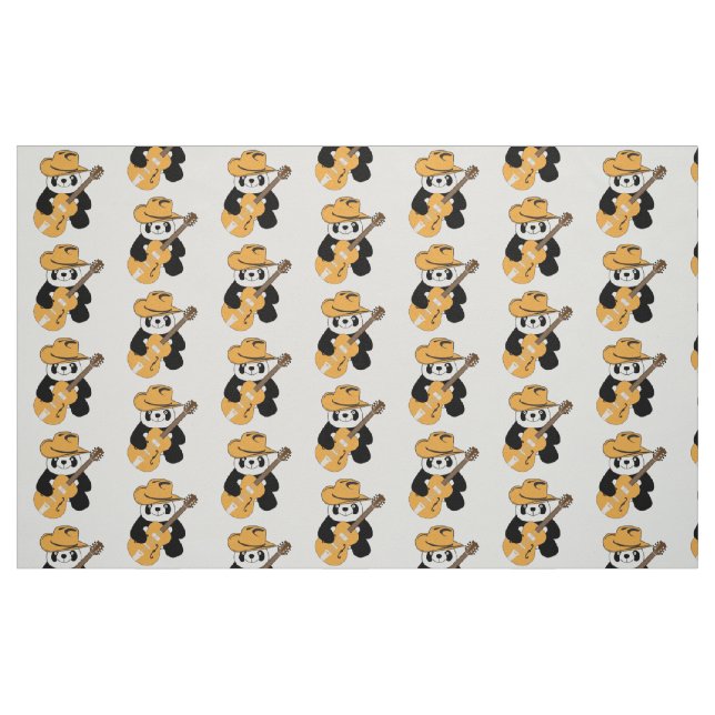 Tecido Panda engraçado com violão (Fat Quarter)