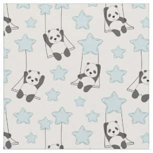 Tecido Pandas e Estrelas Adoráveis