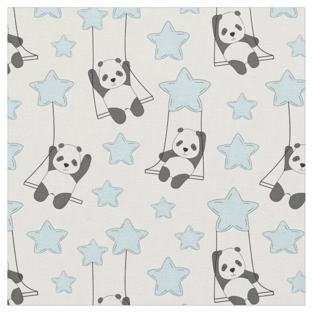 Tecido Pandas e Estrelas Adoráveis (Detalhe)